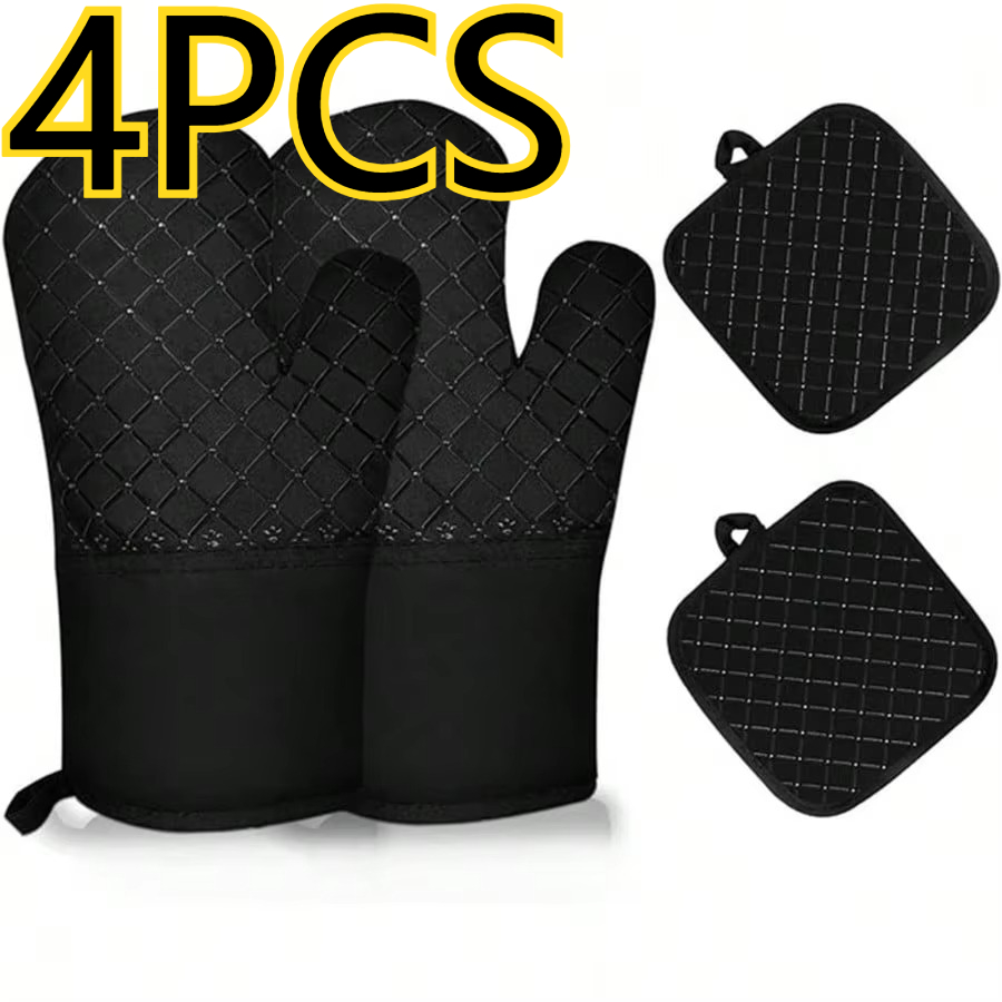 Heat Resistant Glove - 4 adet silikon mutfak eldiveni, yüksek