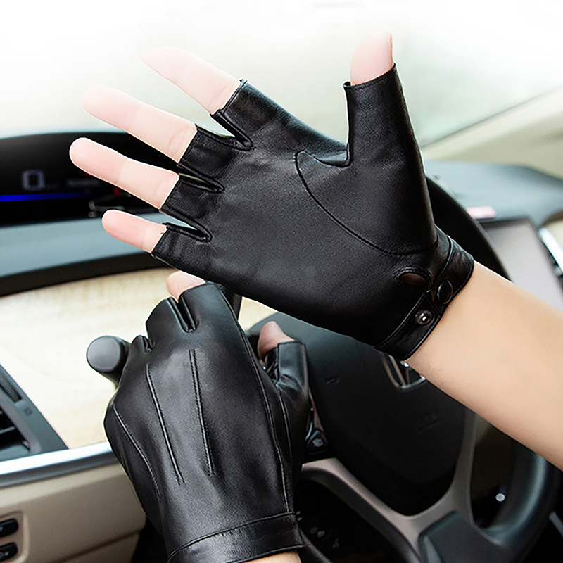 Leather Driving Glove - 1 Çift Parmaksız Erkek Eldiveni, PU