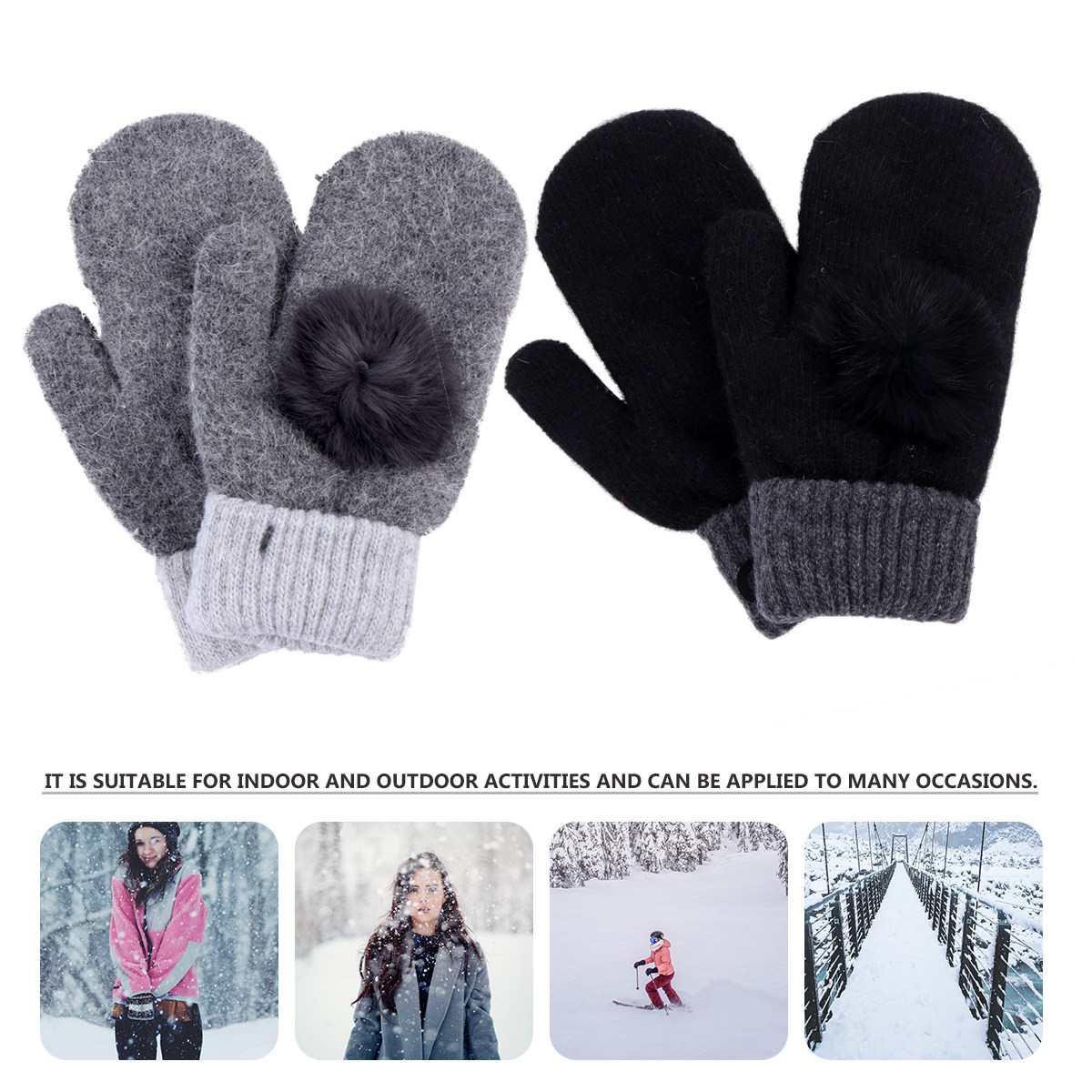 Wool Glove Lined - 2 Çift Sıcak Yün Eldiven, İç