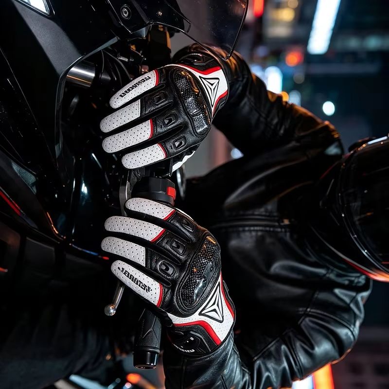 Motorcycle Glove Knuckle - Hakiki Deri Motosiklet Eldivenleri, Tam Parmaklı,